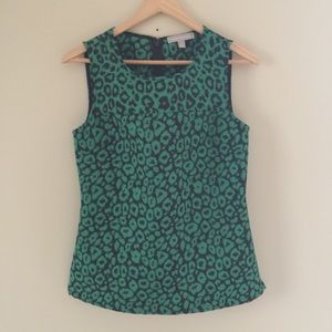 Banana Republic Green Leopard Jaquard Top